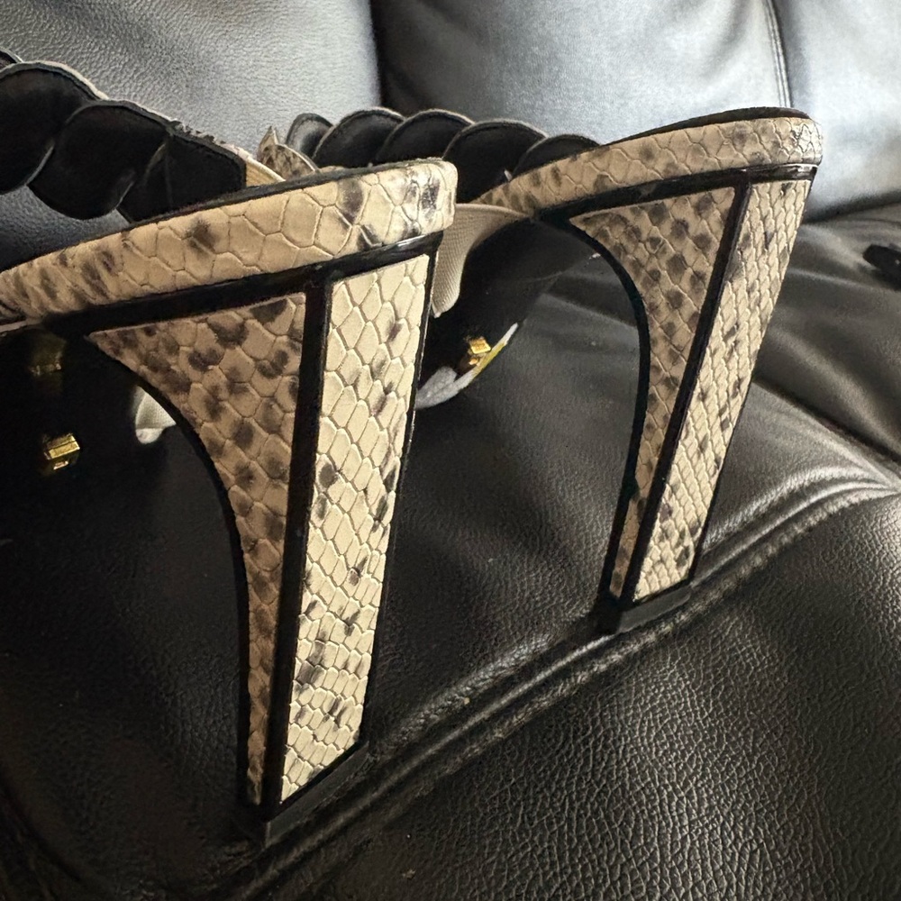 Kat Maconie Leather Snake Python Strapped Sandals… - image 3